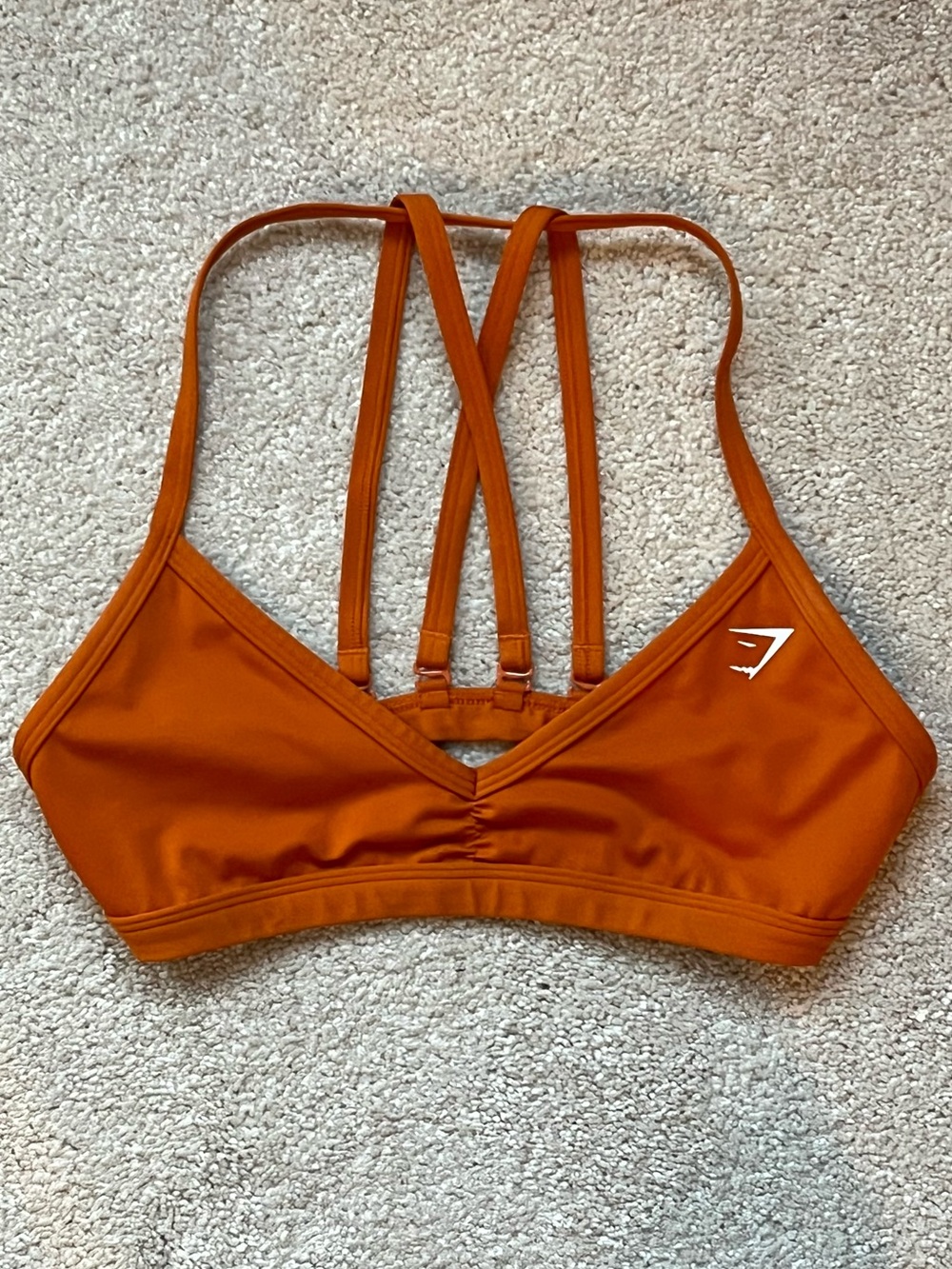 Gymshark Halter Minimal Sports Bra in Charred Orange - Small